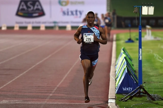 La Sud-Africaine Caster Semenya lors de la finale du 1500 m aux Championnats d'Afrique du Sud, à Germiston, le 26 avril 2019