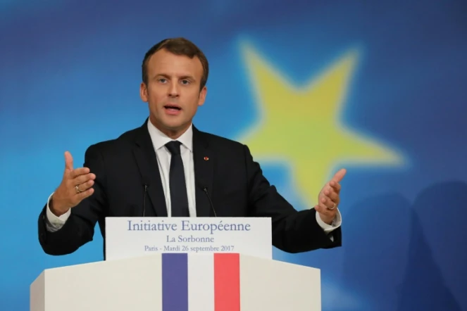 Le président français Emmanuel Macron prononce un discours sur l''Europe à Paris, le 26 septembre 2017