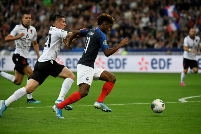 L'attaquant de la France Kingsley Coman buteur lors de la victoire 4-1 sur l'Albanie au Stade de France en qualifications de l'Euro 2020 le 7 septembre 2019