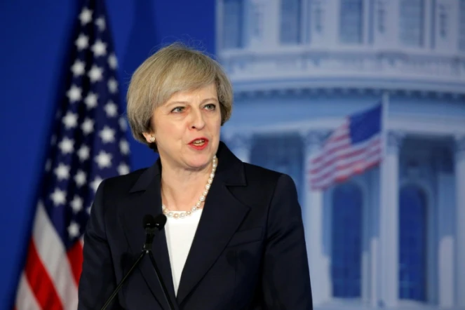 La Première ministre britannique Theresa May le 26 janvier 2017 à  Philadelphie en  Pennsylvanie     