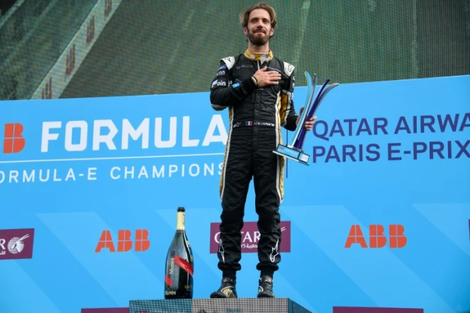 Le pilote français Jean-Eric Vergne (Techeetah) vainqueur du ePrix de Paris, le 28 avril 2018 
