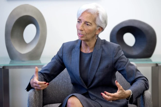 Christine Lagarde, présidente du FMI, durant un entretien à l'AFP le 6 juillet 20l6 à Washington 