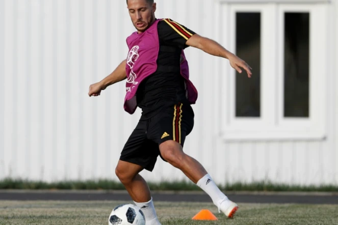 Le meneur de jeu de la Belgique Eden Hazard à l'entraînement à Sotchi, le 17 juin 2018, à la veille du match contre le Panama