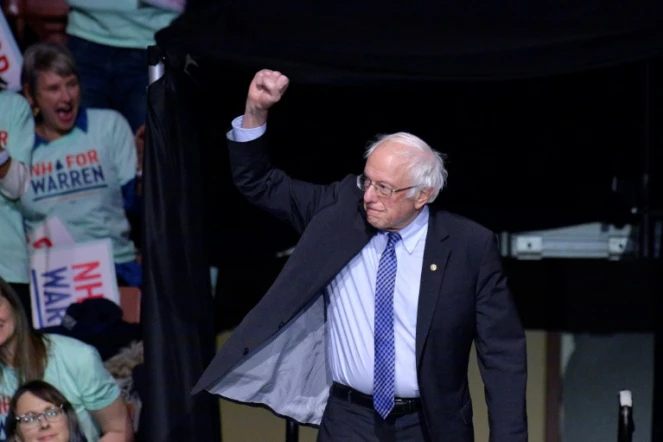 Le sénateur indépendant Bernie Sanders, lors d'un discours de campagne pour les primaires démocrates le 8 février 2020 à Manchester, dans le New Hampshire