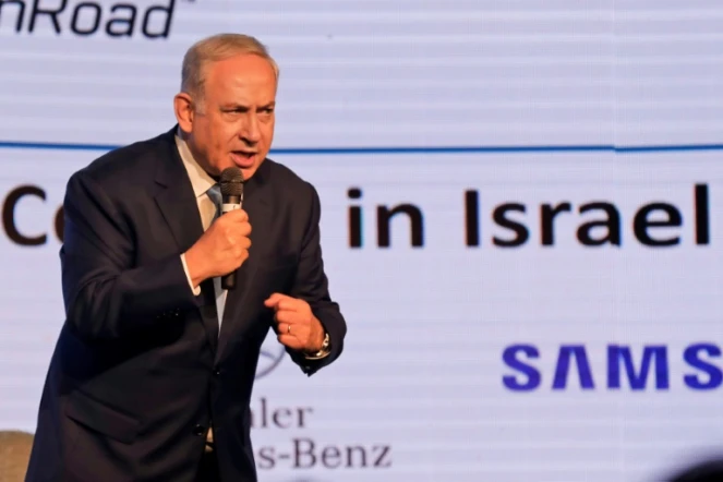 Le Premier ministre israélien Benjamin Netanyahu s'exprime devant une conférence à Jérusalem, le 6 décembre 2017
