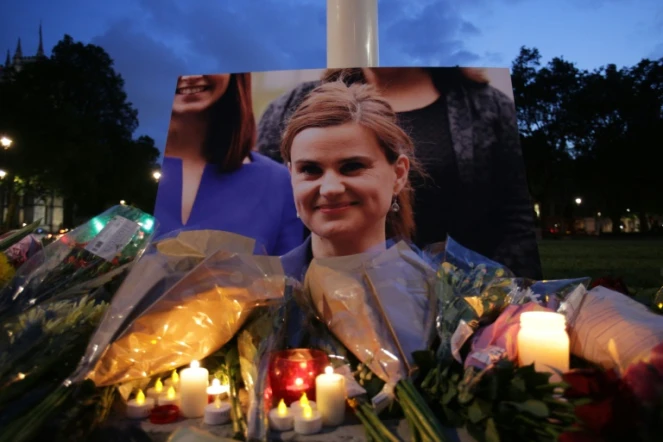 Des fleurs ont été déposés près du Parlement à Londres, en hommage à la députée Jo Cox, le 16 juin 2016
