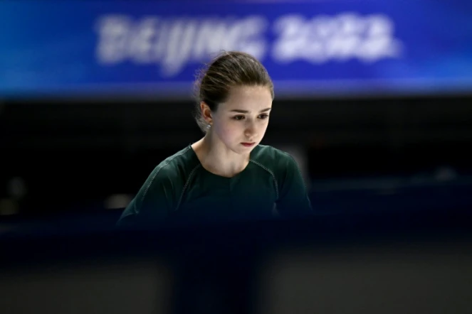 La Russe Kamila Valieva le 11 février 2022 à l'entraînement aux Jeux olympiques de Pékin