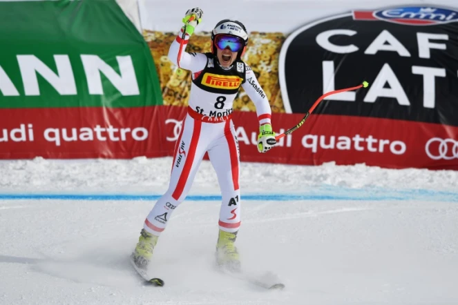 L'Autrichienne Nicole Schmidhofer, victorieuse du Super-G des Mondiaux de St-Moritz, le 7 février 2017