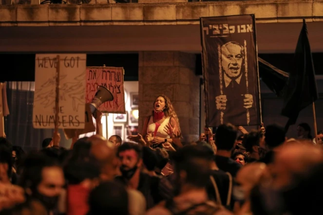 Manifestation contre le Premier ministre israélien Benjamin Netanyahu, accusé de corruption, le 25 juillet 2020 à Jérusalem