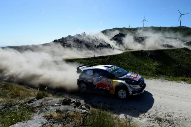 Le pilote français Sébastien Ogier au volant de sa Ford Fiesta lors de la 1re étape du rallye du Portugal, le 19 mai 2017 à Caminha