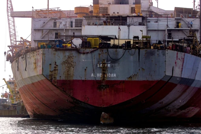 Le pétrolier FSO Safer à l'abandon au large du port de Hodeida, le 15 juillet 2023 au Yémen
