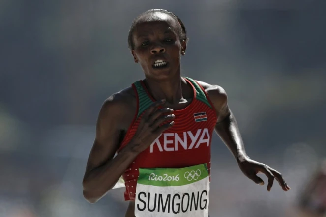 La Kényane Jemima Sumgong lors du marathon des JO de Rio, le 14 août 2016 