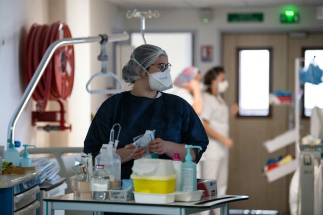 Une infirmière à l'hôpital Emile-Muller de Mulhouse, qui accueille une centaine de patients atteints du Covid-19, le 17 novembre 2020