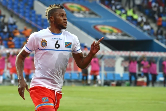 L'attaquant de la RD Congo Junior Kabananga auteur du second but face à la Côte d'Ivoire lors de la CAN, le 20 janvier 2017 à Oyem 