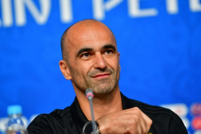 Le sélectionneur de la Belgique Roberto Martinez en conférence de presse à Saint Pétersbourg le 9 juillet 2018 au Mondial