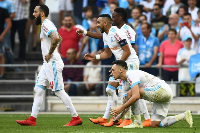 Les joueurs de Marseille, le 21 avril 2018, à Marseille
