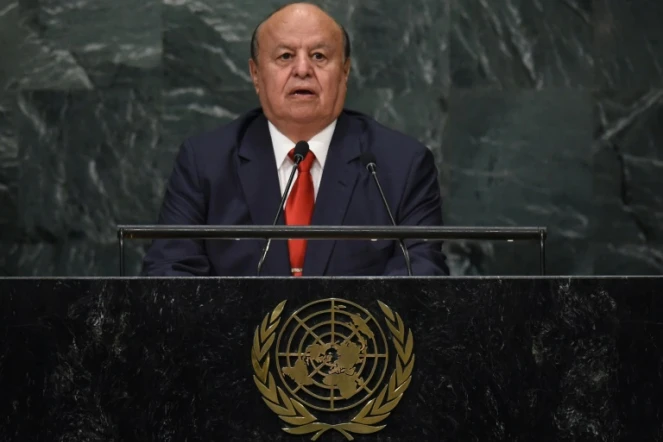 Le président du Yémen Abd Rabbo Mansour Hadi à la tribune de l'ONU, à New York, le 23 septembre 2016