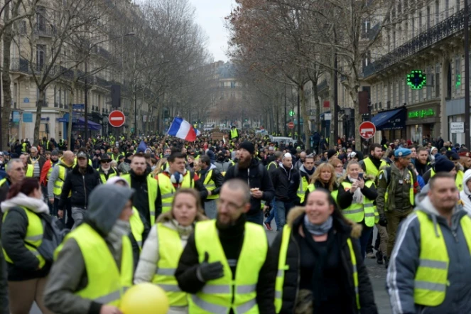 Des "gilets jaunes" défilent dans les rues de Paris, le 5 janvier 2019