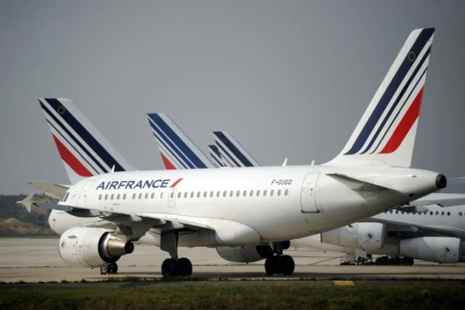 Avions Air France sur le tarmac de l'aéroport Charles de Gaulle, lors d'une grève des pilotes, le 24 septembre 2014 