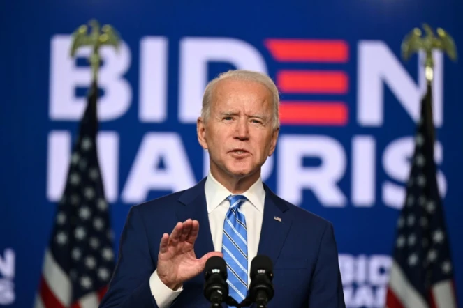 Le candidat démocrate Joe Biden fait un discours à Wilmington dans le Delaware, le 4 novembre 2020 