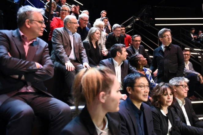 Jean-Luc Mélenchon avant le débat TV sur TF1 le 20 mars 2017 à Aubervilliers