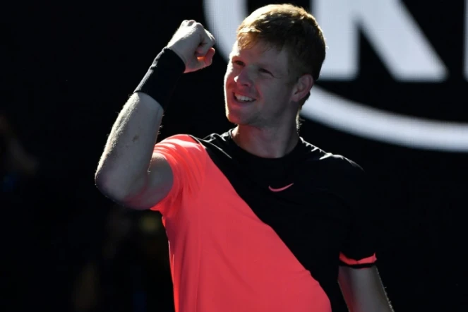 Le Britannique Kyle Edmund tombeur du Bulgare Grigor Dimitrov en quart de finale de l'Open d'Australie, le 23 janvier 2018 à Melbourne