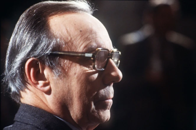 L'ancien Premier ministre Michel Debré lors de l'enregistrement de l'émission d'Antenne 2 "Question de temps", à Paris le 14 décembre 1978