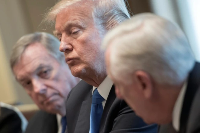 Donald Trump avec des membres du Sénat américain lors d'une réunion sur l'immigration à la Maison Blanche le 9 janvier 2018