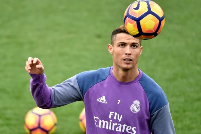 L'attaquant du Real Cristiano Ronaldo à l'entraînement à Madrid, le 9 décembre 2016