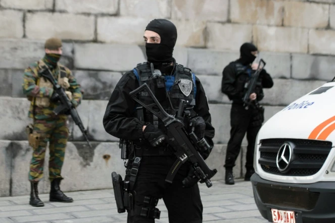 Policiers et militaires  le 20 novembre 2015 à Bruxelles
