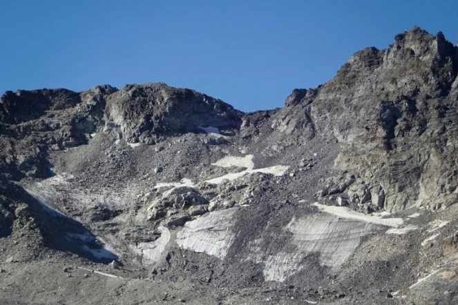 Le glacier Pizol, évaporé sous l'effet du réchauffement climatique, le 4 septembre 2019, sur la commune de Mels en Suisse