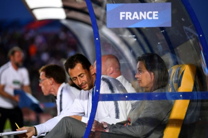 La sélectionneuse des Bleues Corinne Diacre suit le match amical contre la Chine, le 31 31 mai 2019 à Créteil 