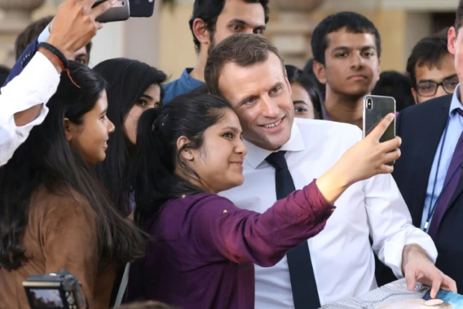 Le président français Emmanuel Macron à New Delhi, le 10 mars 2018
