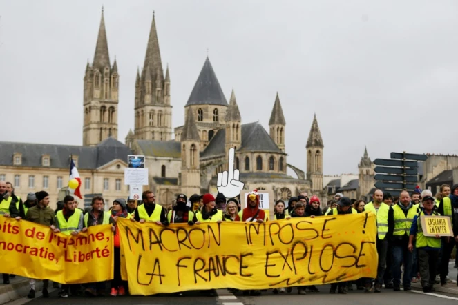 Des "gilets jaunes" rassemblés à Caen, le 12 janvier 2019