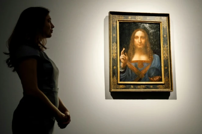 Le tableau "Salvator Mundi" de Léonard de Vinci exposé à Londres le 22 octobre 2017 
