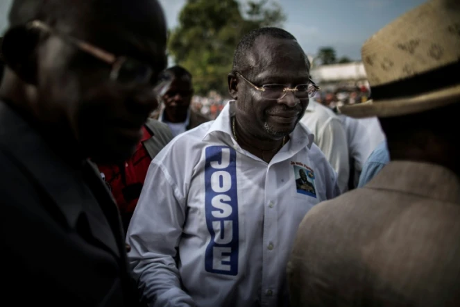 photo d'archives du 17 mars 2016 montrant Guy Parfait Kolélas, principal opposant au président congolais Denis Sassou Nguesso pour la présidentielle dimanche, décédé le même jour du Covid-19 