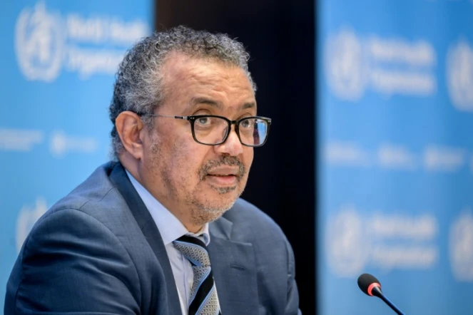 Tedros Adhanom Ghebreyesus, Directeur général de l'Organisation mondiale de la santé (OMS), lors d'une conférence de presse à Genève, le 20 décembre 2021.
