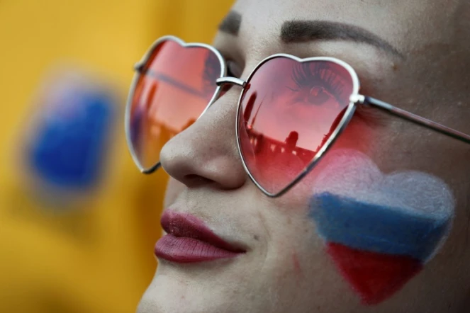 Une supportrice de la Russie, le 25 juin 2018 à Sotchi lors du match Uruguay-Russie