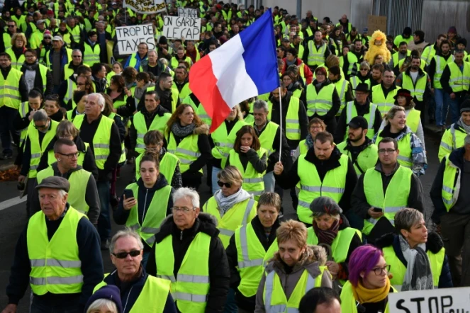 Des gilets jaunes participent à une manifestation à Rochefort, le 24 novembre 2018