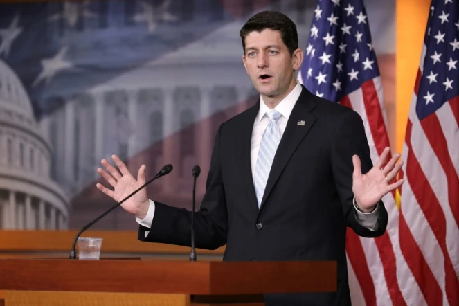 Le porte-parole de la Maison Blanche, Paul Ryan, lors d'une conférence de presse sur l'abrogation de l'Obamacare, le 12 janvier 2017 à Washington