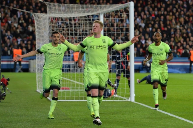 Le milieu de terrain offensif de Manchester City Kevin De Bruyne, auteur du premier but face au PSG, le 6 avril 2016 au Parc des Princes