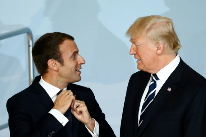 Les présidents français Emmanuel Macron et américain Donald Trump à Hambourg, en Allemagne, le 7 juillet 2017 