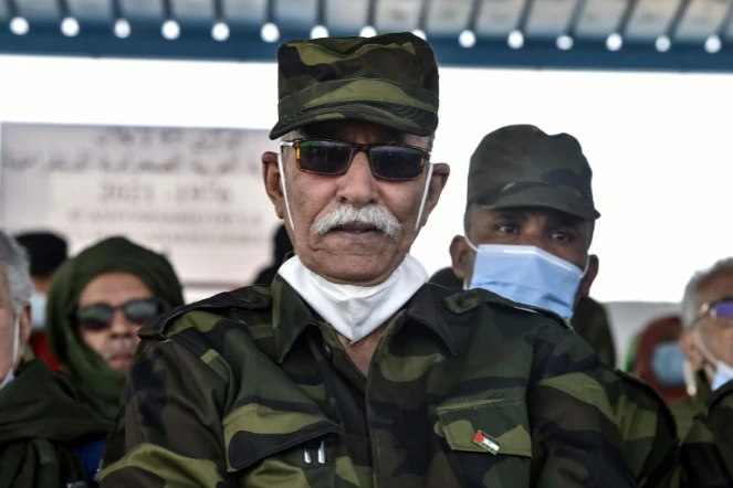 Brahim Ghali, chef des indépendantistes sahraouis du front polisario et président de la République arabe sahraouie démocratique (RASD), le 27 février 2021 lors du 45ème anniversaire de la création de la RASD, dans un camp de réfugiés près de Tindouf, en Algérie