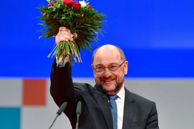 Martin Schulz, le 7 décembre 2017 après sa réélection à la tête du Parti social-démocrate allemand, le 7 décembre 2017 