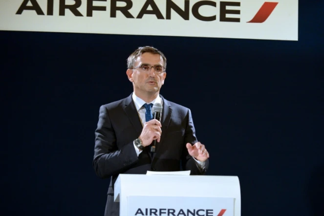 Xavier Broseta, Directeur des Ressources humaines d'Air France, lors d'une conférence de presse, le 5 octobre 2015 à Paris