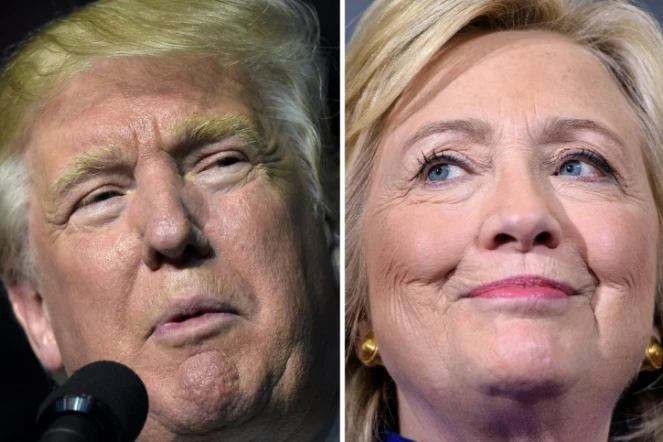 Combinaison de photos montrant le candidat républicain à la Maison blanche, Donald Trump en Virginie le 24 septembre 2016 et la candidate démocrate Hillary Clinton, le 21 septembre en Floride
