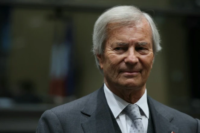 aL'homme d'affaires Français Vincent Bolloré avant une audition  à l'Assemblée nationale à Paris le 13 mars 2024