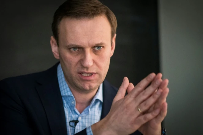 L'opposant russe Alexeï Navalny lors d'un entretien avec l'AFP, le 16 janvier 2018 à son siège de campagne à Moscou