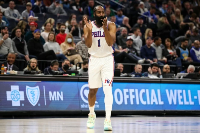 James Harden lors de son premier match avec sa nouvelle équipe de Philadelphie, remporté 133-102 face aux Minnesota Timberwolves, le 25 février 2022