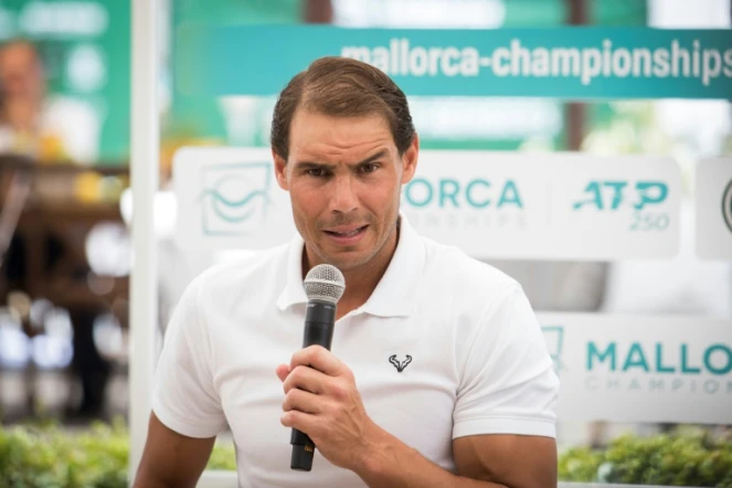 Rafael Nadal lors d'un point presse à Santa Ponsa, près de Majorque, le 17 juin 2022 